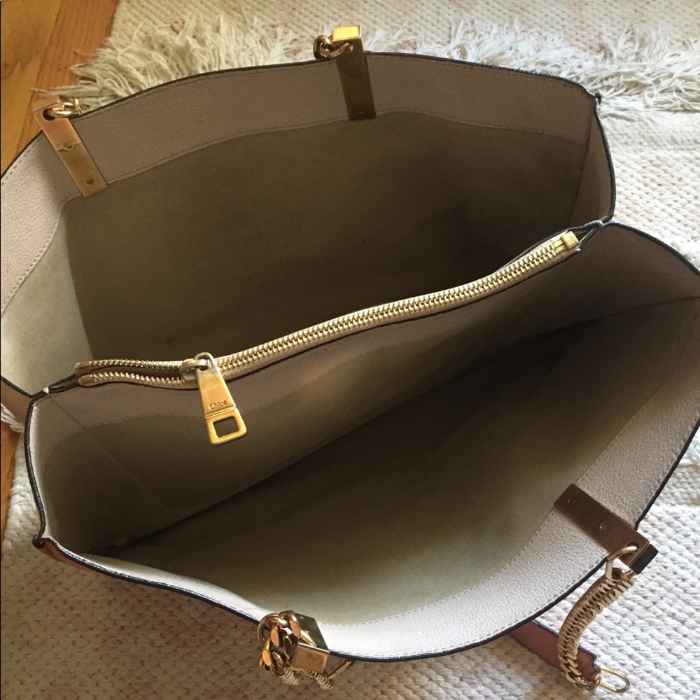 Authentic Chloe Black Orange Colorblock Chain Tote - Picture 8 of 8